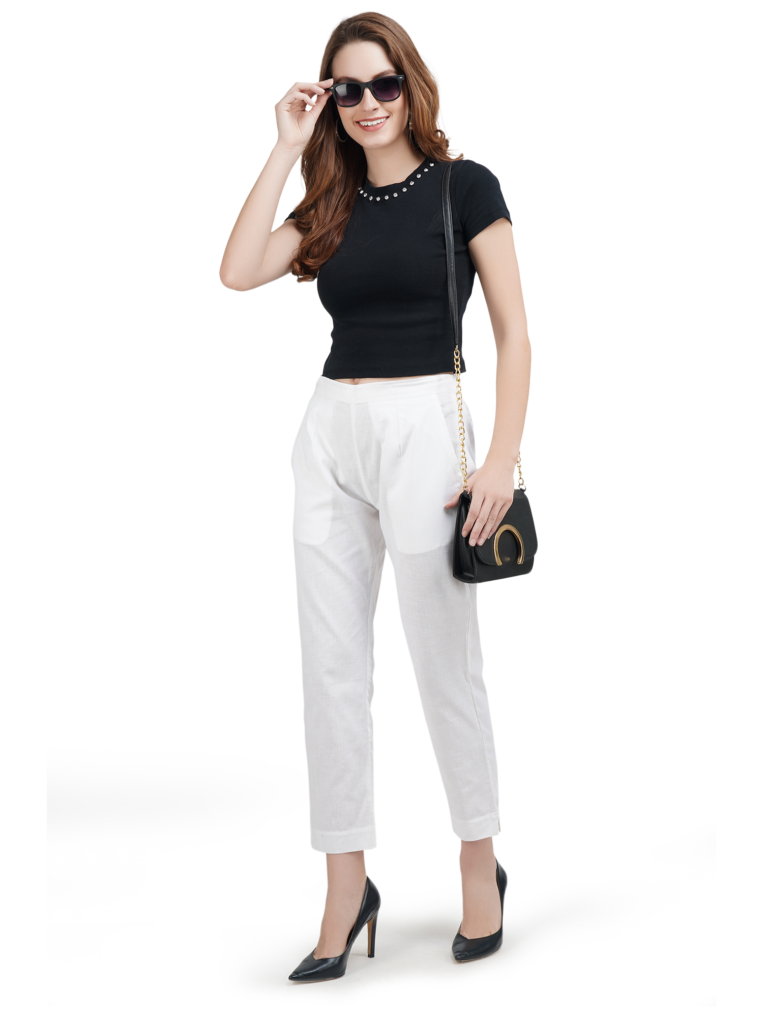 Women Cotton White Pant