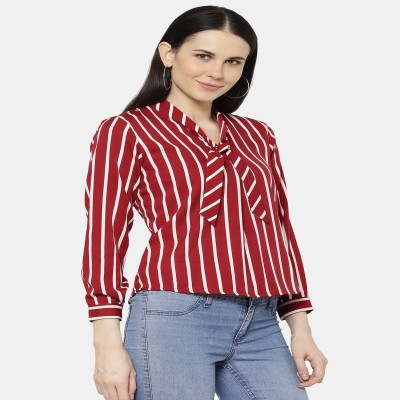 Women's Casual Full Sleeve Over Neck Striped Print Top